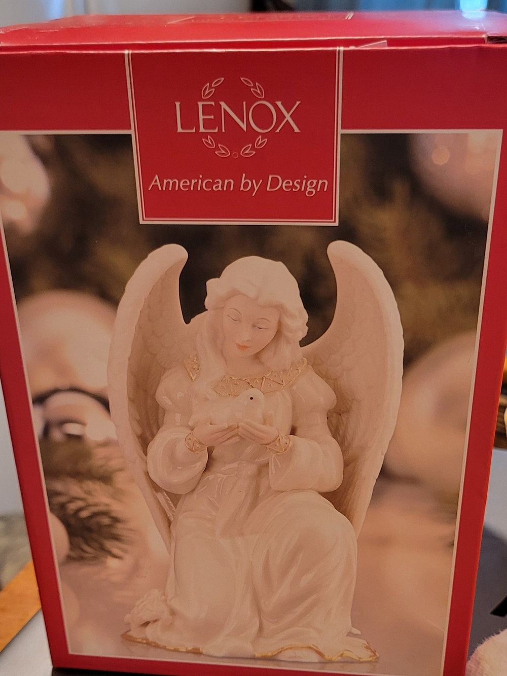 Lenox White Porcelain Angel Figurine - Gold Accents